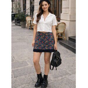 Roma Aleeza 100% Cotton Mini Skirt Size Large Italian Brand